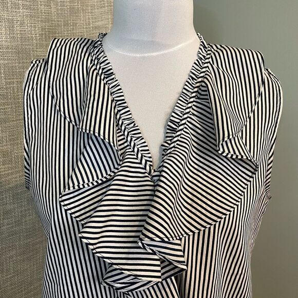 Karl Lagerfeld Paris Yagavi Ruffle Front Sleeveless Button Front Blouse Medium - Picture 3 of 8